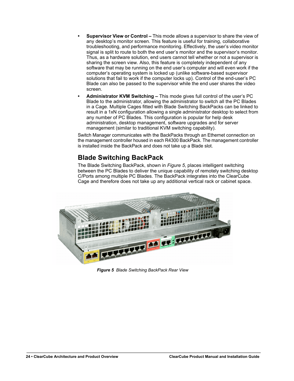 Blade switching backpack, Figure 5, Blade switching backpack rear view | ClearCube R Series Pentium 4 User Manual | Page 34 / 142