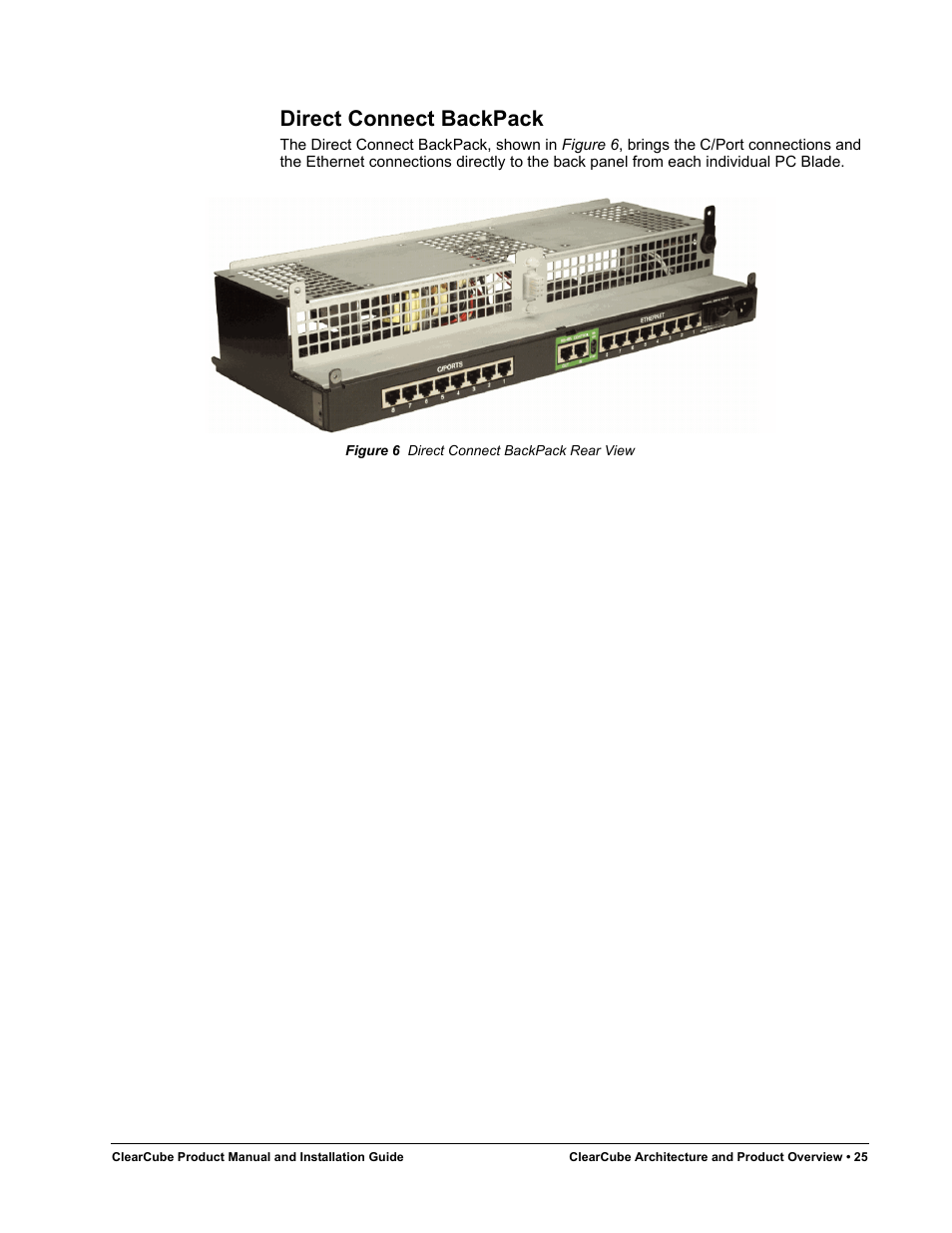 Direct connect backpack, Figure 6, Direct connect backpack rear view | ClearCube R Series Pentium 4 User Manual | Page 35 / 142