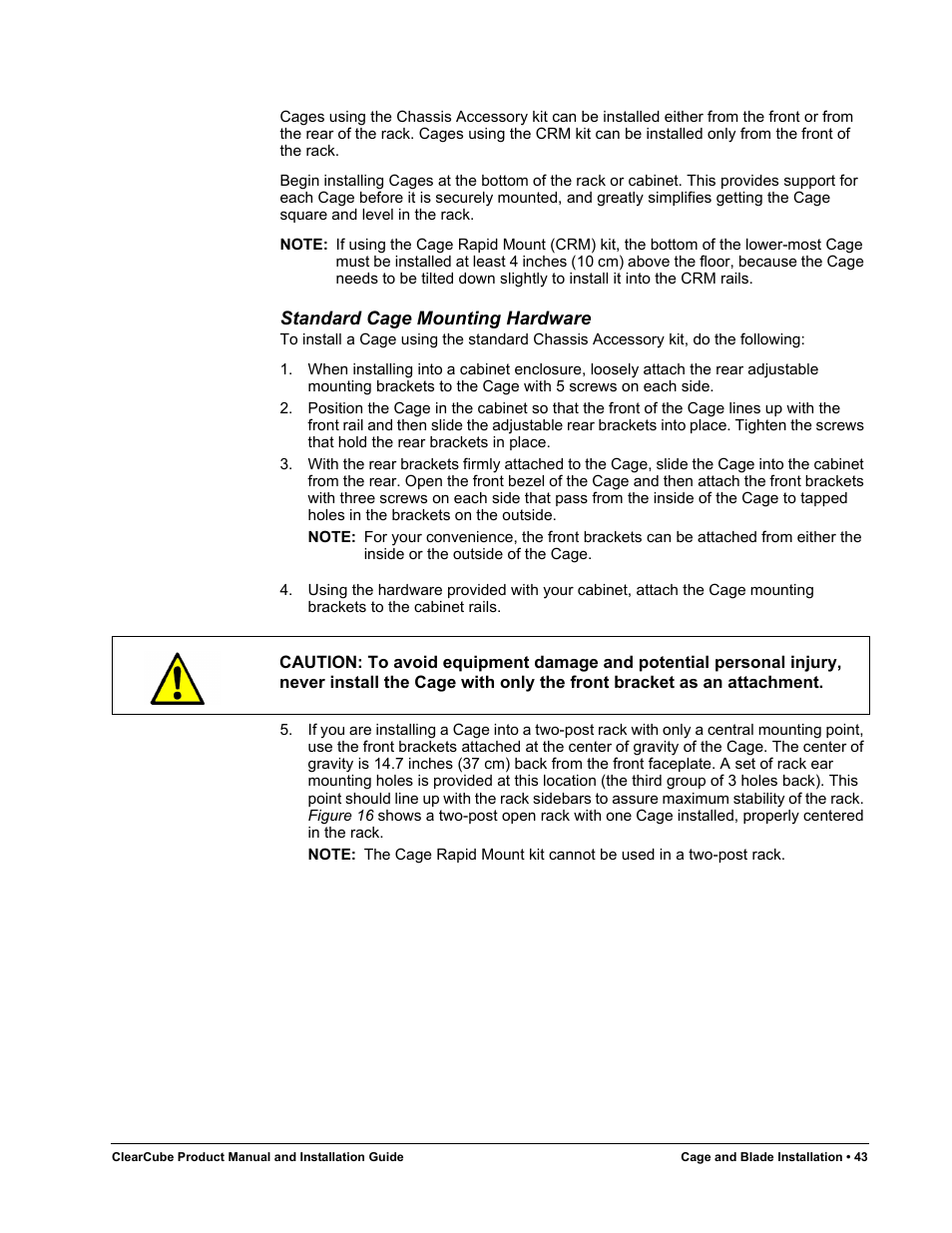 Standard cage mounting hardware | ClearCube R Series Pentium 4 User Manual | Page 53 / 142
