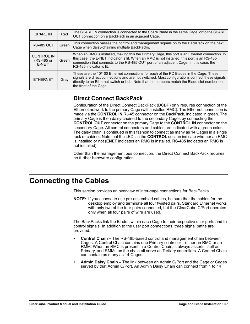 Direct connect backpack, Connecting the cables | ClearCube R Series Pentium 4 User Manual | Page 67 / 142