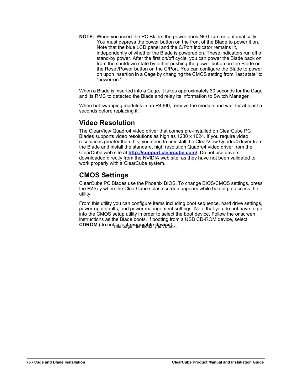 Video resolution, Cmos settings | ClearCube R Series Pentium 4 User Manual | Page 86 / 142