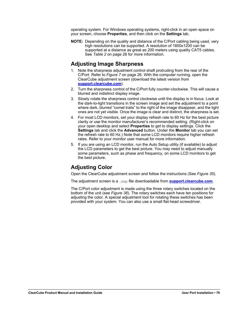 Adjusting image sharpness, Adjusting color | ClearCube R Series Pentium 4 User Manual | Page 89 / 142