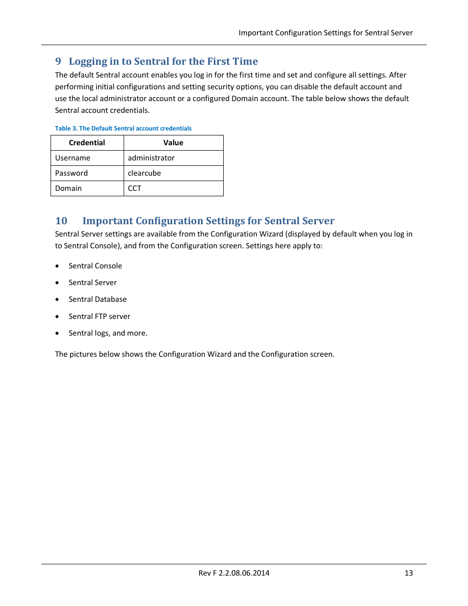 9 logging in to sentral for the first time, Logging in to sentral for the first time | ClearCube Sentral 6.9.3 User Manual | Page 20 / 61