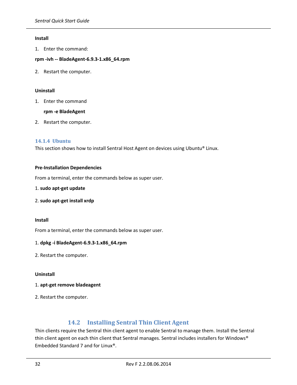 4 ubuntu, 2 installing sentral thin client agent, Installing sentral thin client agent | ClearCube Sentral 6.9.3 User Manual | Page 39 / 61