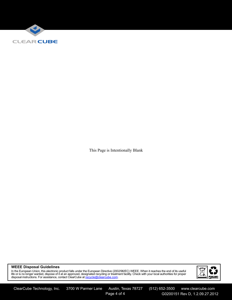 This page is intentionally blank | ClearCube TC8900 Thin Client User Manual | Page 4 / 4