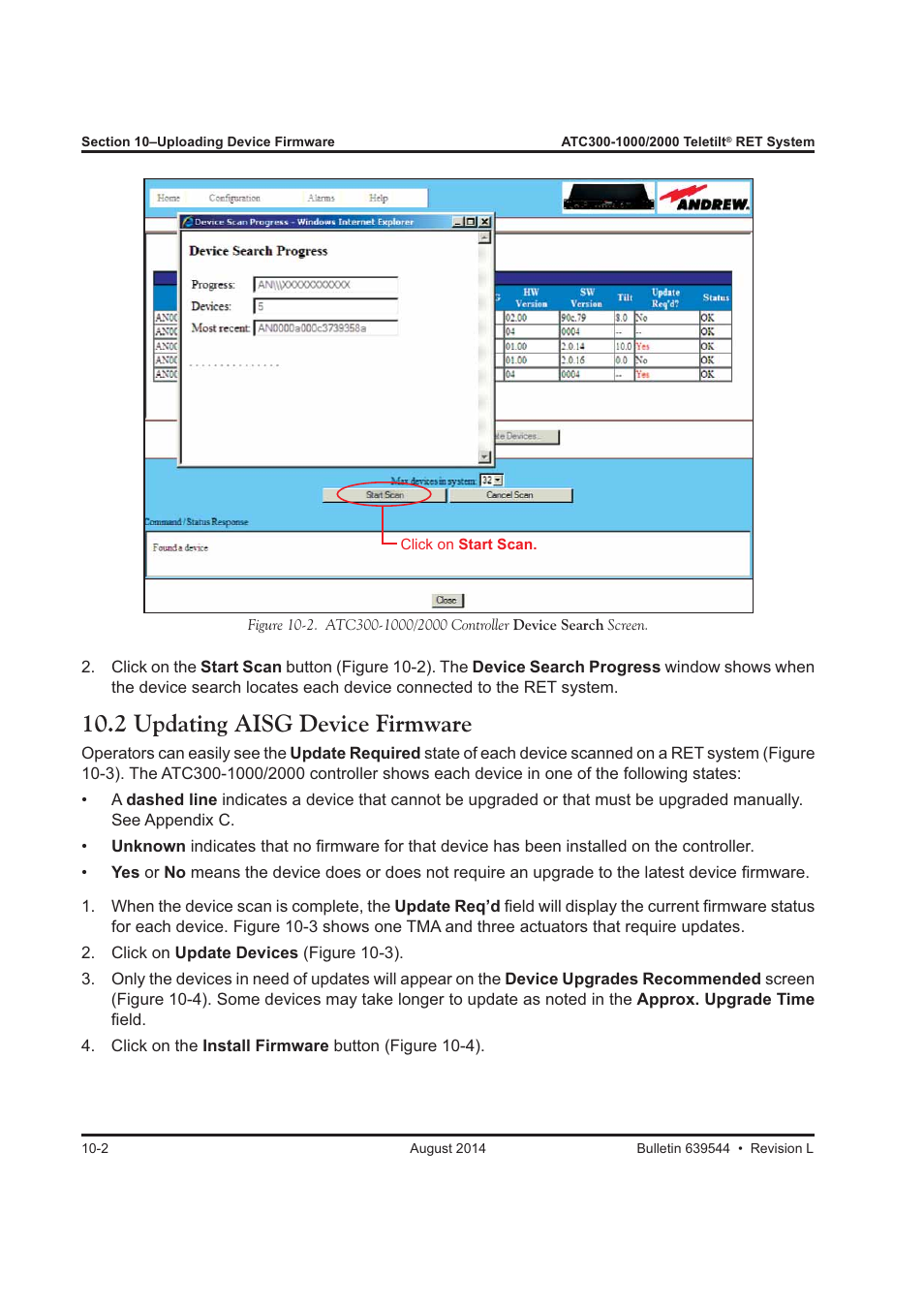 2 updating aisg device firmware | CommScope ATC300-2000 User Manual | Page 103 / 214