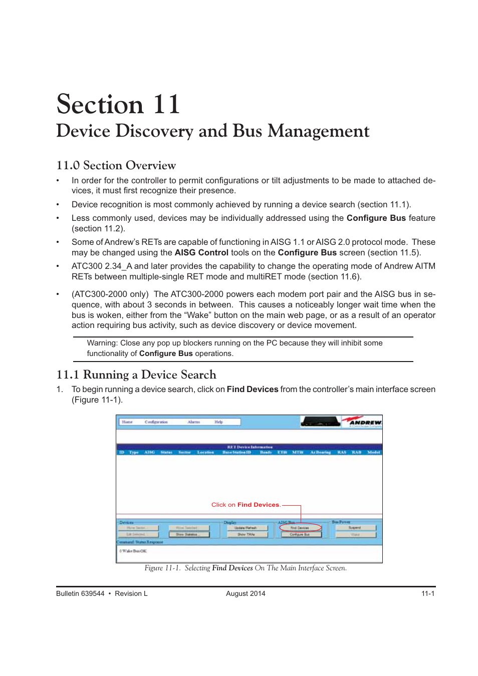 Device discovery and bus management, 1 running a device search | CommScope ATC300-2000 User Manual | Page 113 / 214