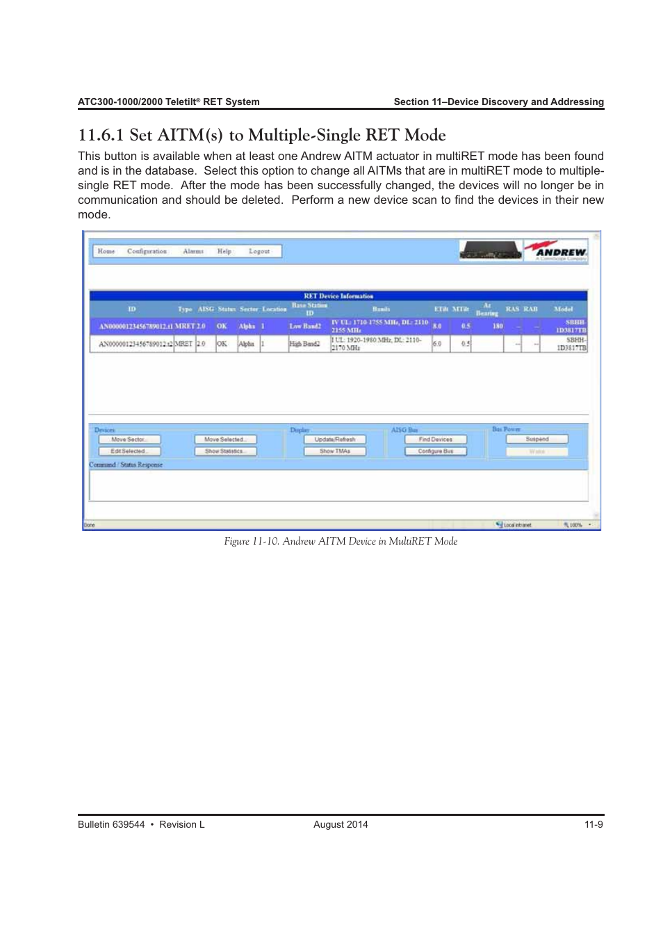 1 set aitm(s) to multiple-single ret mode | CommScope ATC300-2000 User Manual | Page 121 / 214