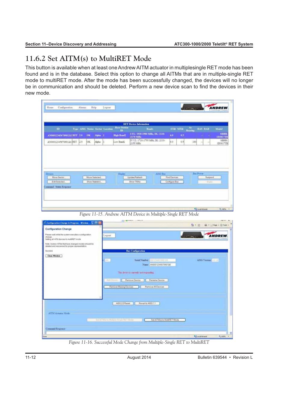 2 set aitm(s) to multiret mode | CommScope ATC300-2000 User Manual | Page 124 / 214