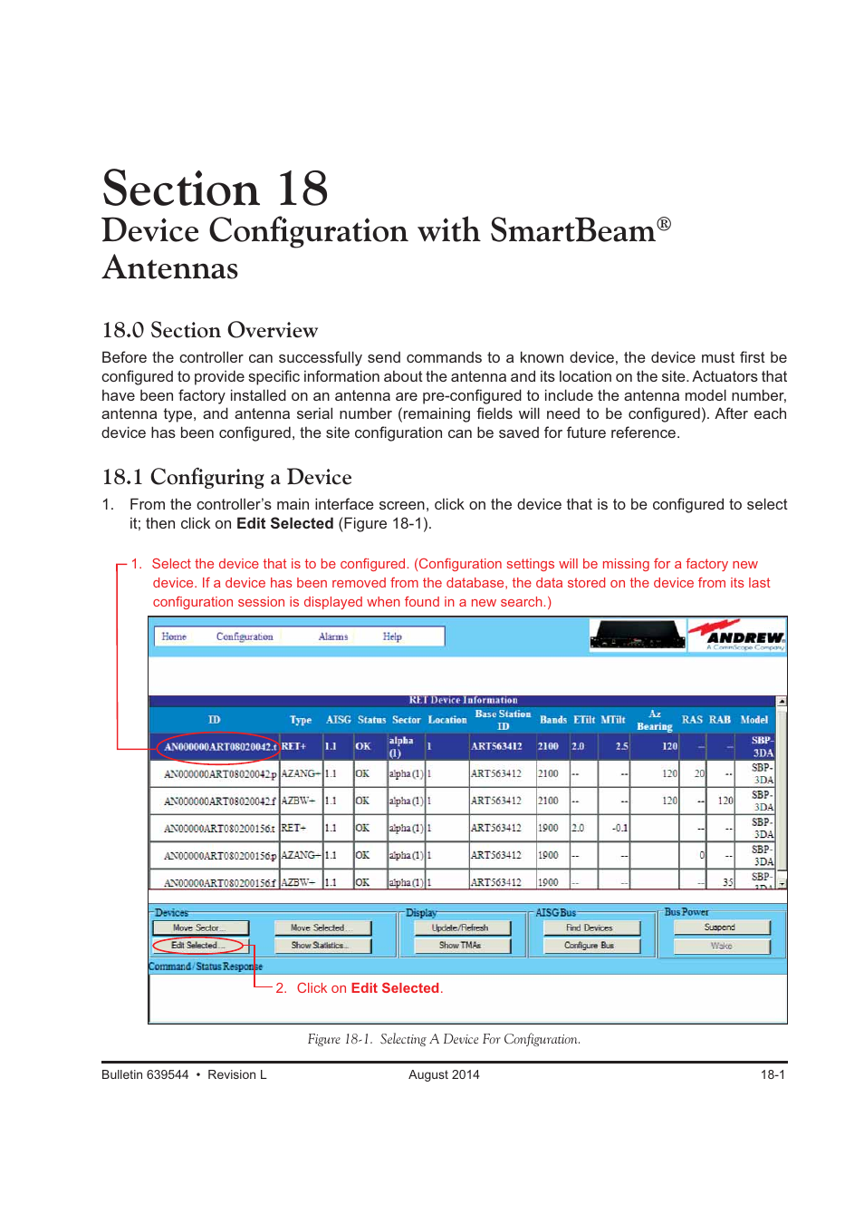 Device configuration with smartbeam, Antennas | CommScope ATC300-2000 User Manual | Page 158 / 214