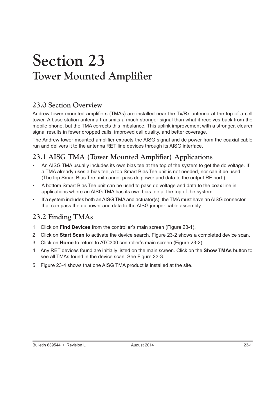 Tower mounted amplifier, 1 aisg tma (tower mounted amplifier) applications, 2 finding tmas | CommScope ATC300-2000 User Manual | Page 180 / 214