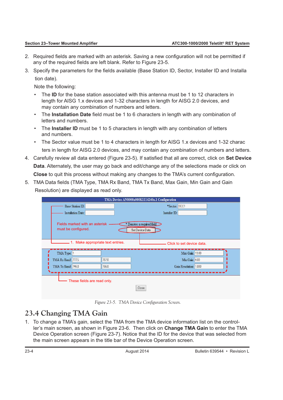 4 changing tma gain | CommScope ATC300-2000 User Manual | Page 183 / 214