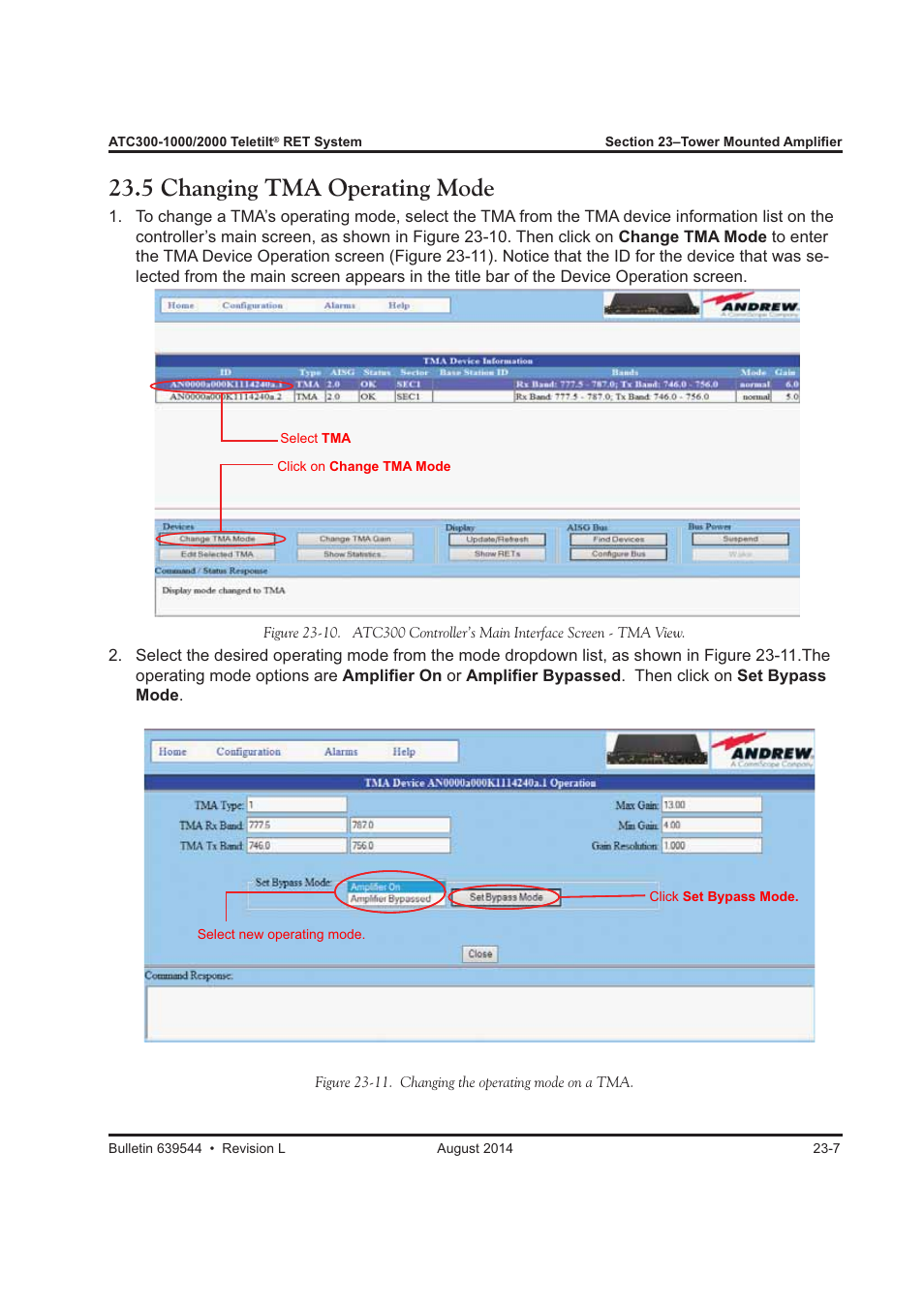 5 changing tma operating mode | CommScope ATC300-2000 User Manual | Page 186 / 214