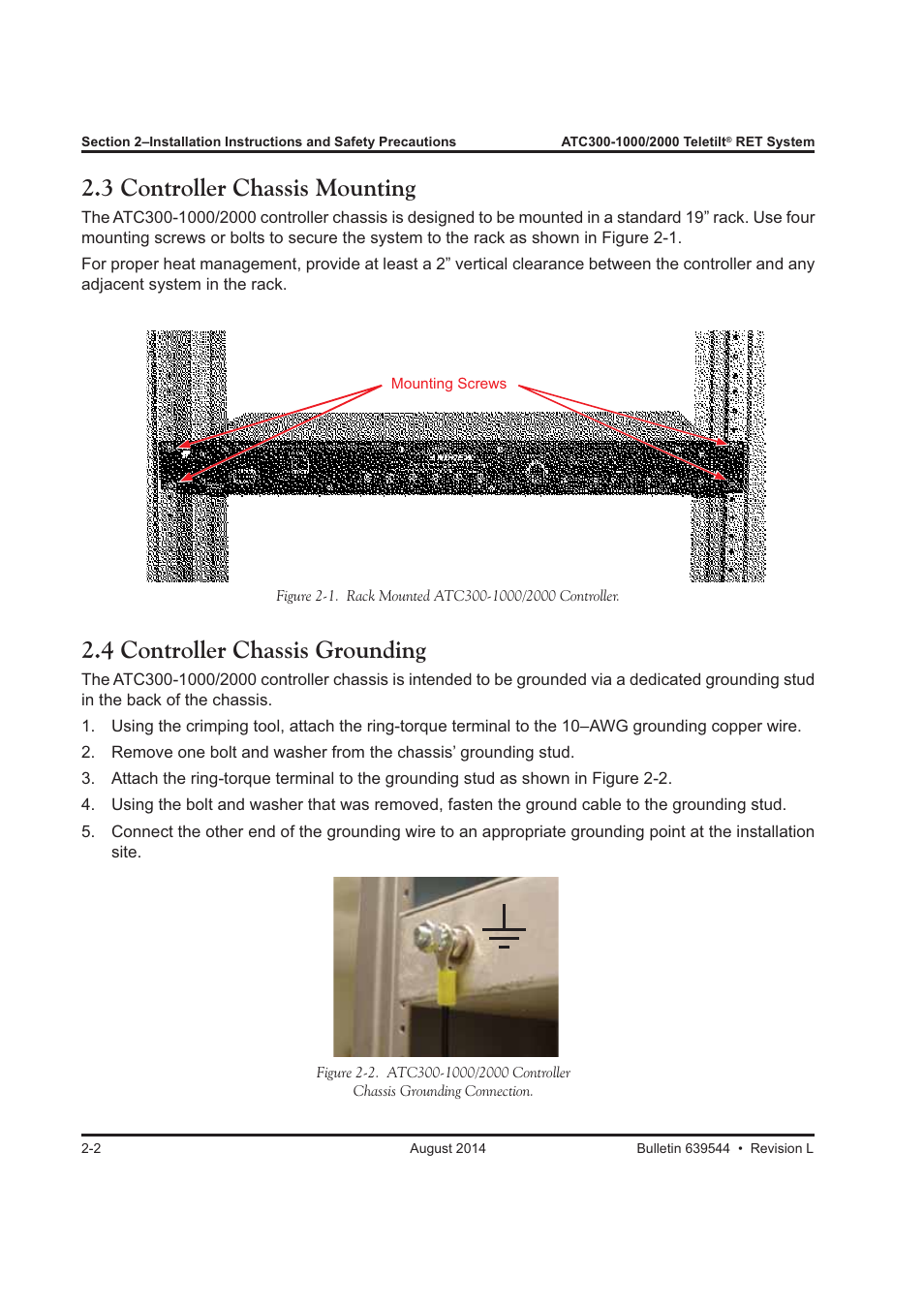 3 controller chassis mounting, 4 controller chassis grounding | CommScope ATC300-2000 User Manual | Page 31 / 214