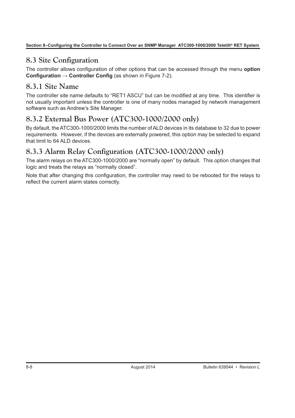 3 site configuration, 1 site name | CommScope ATC300-2000 User Manual | Page 85 / 214