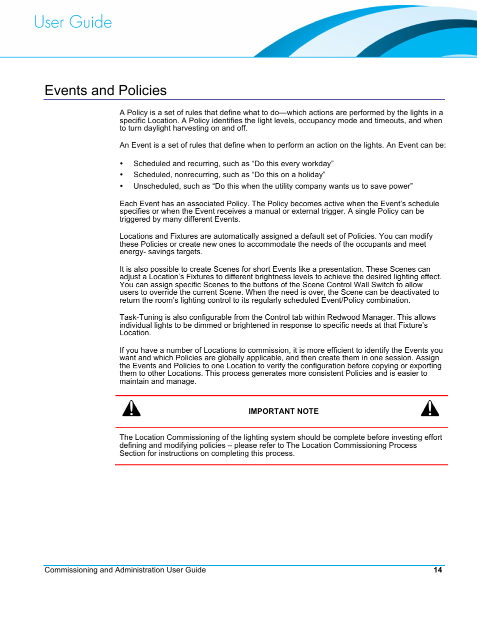 Events and policies | CommScope Redwood version 3.2 User Manual | Page 17 / 41