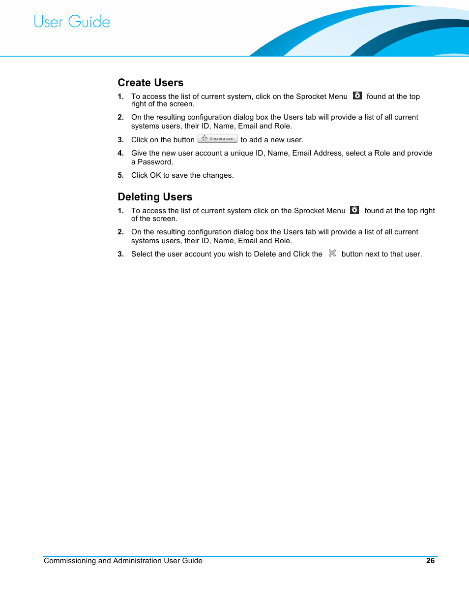 Create users, Deleting users | CommScope Redwood version 3.2 User Manual | Page 29 / 41