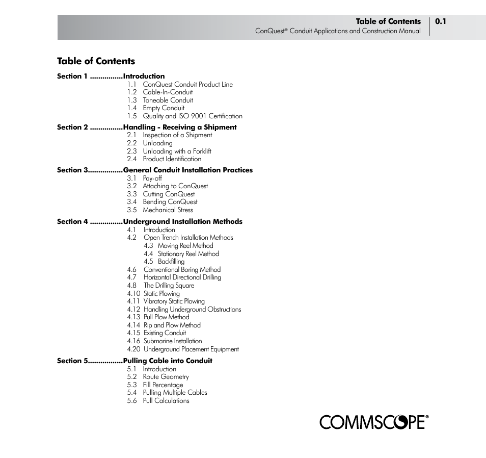 CommScope ConQuest Conduit Construction User Manual | Page 3 / 79