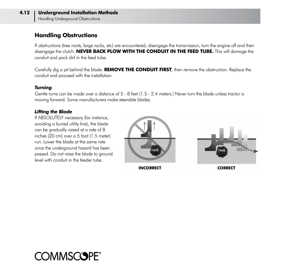 Handling obstructions | CommScope ConQuest Conduit Construction User Manual | Page 30 / 79