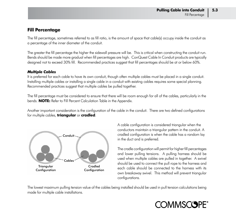 Fill percentage | CommScope ConQuest Conduit Construction User Manual | Page 41 / 79