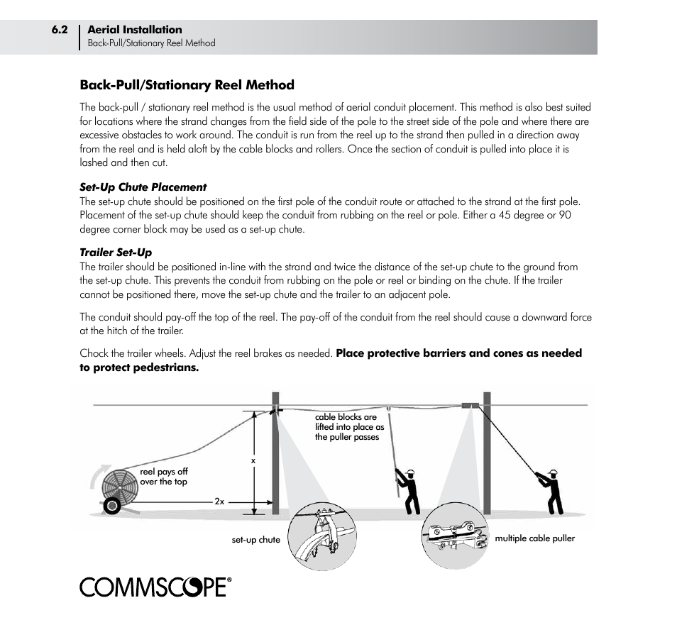 Back-pull/stationary reel method | CommScope ConQuest Conduit Construction User Manual | Page 46 / 79