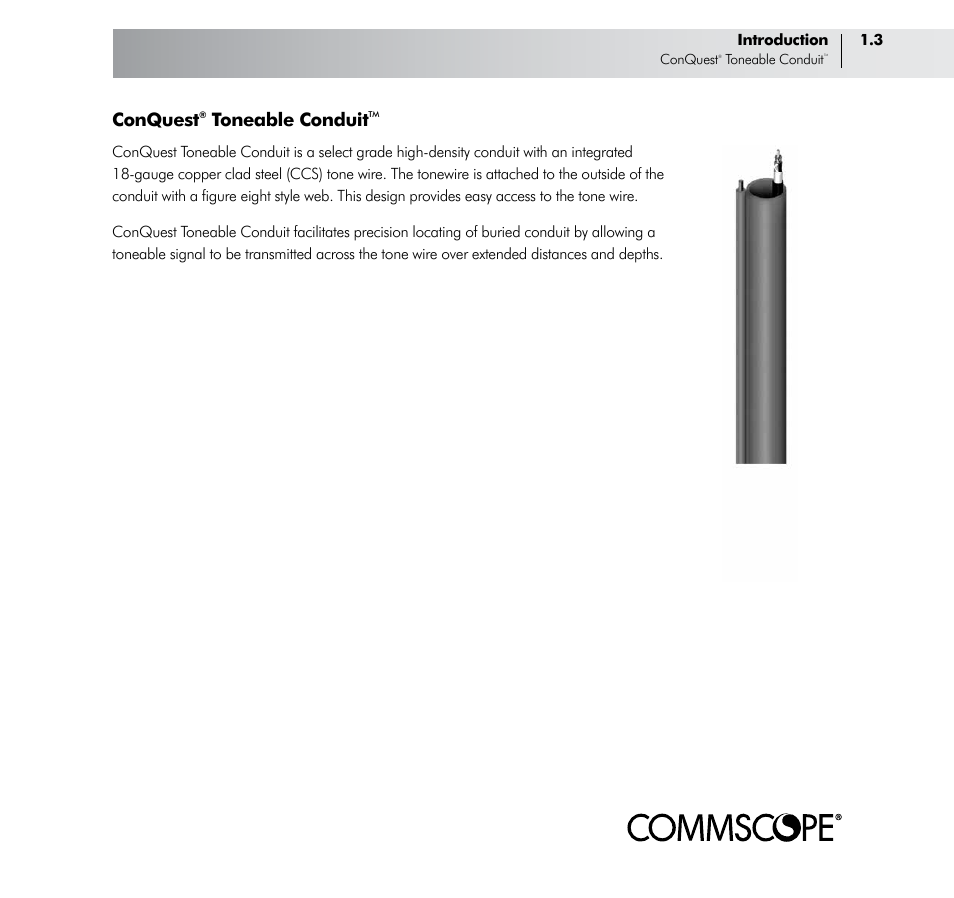 Conquest, Toneable conduit | CommScope ConQuest Conduit Construction User Manual | Page 7 / 79