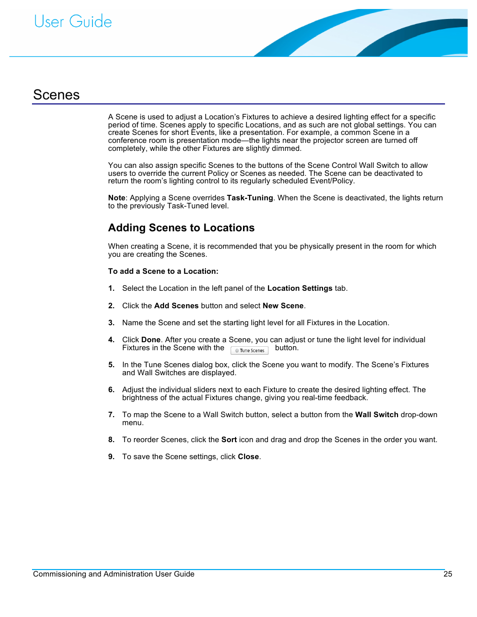 Scenes, Adding scenes to locations | CommScope Redwood version 3.1 User Manual | Page 26 / 42