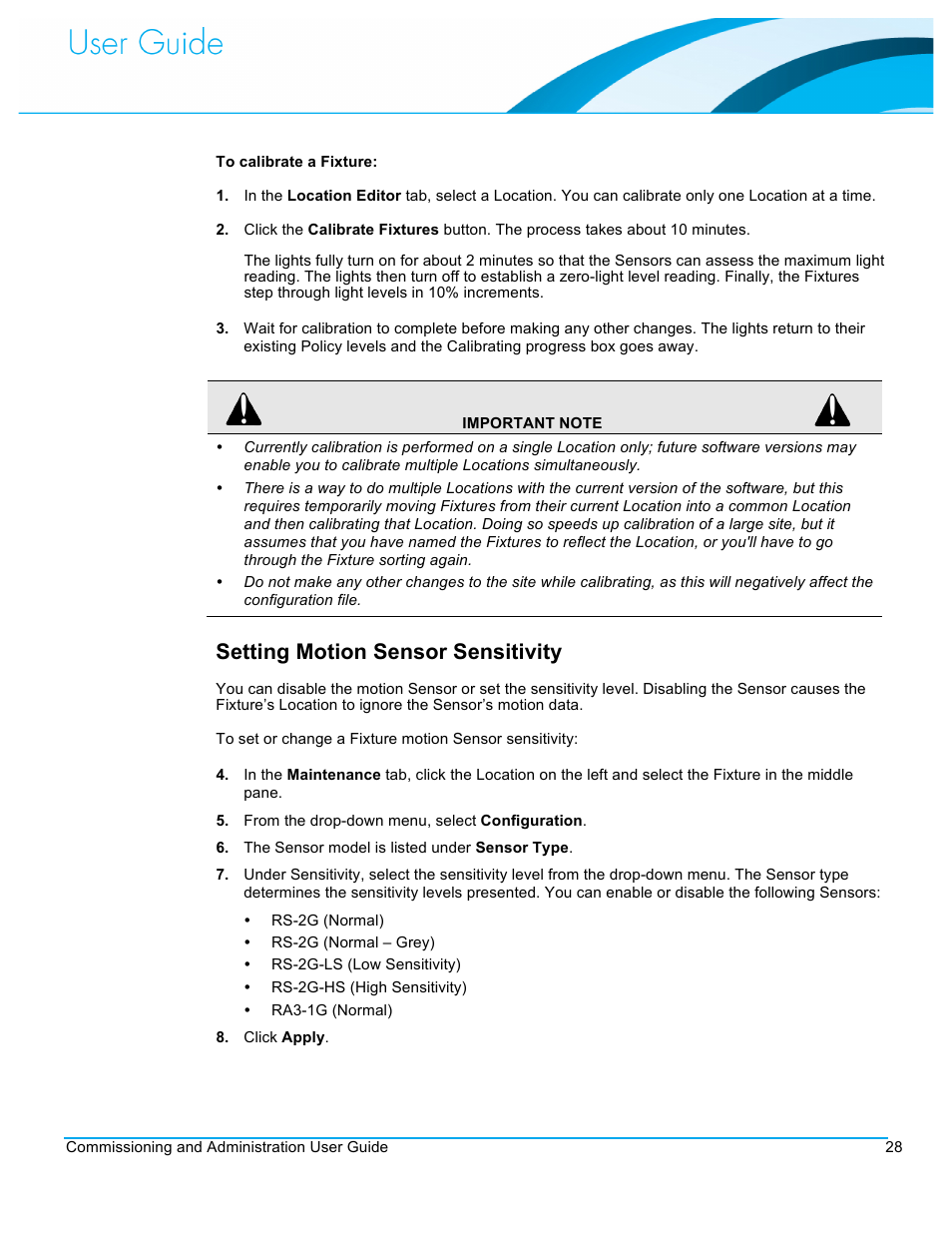 Setting motion sensor sensitivity | CommScope Redwood version 3.1 User Manual | Page 29 / 42