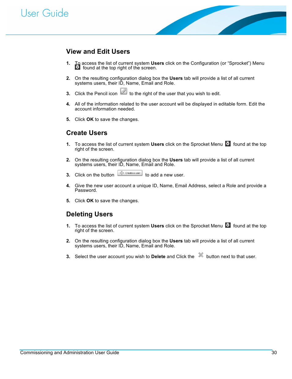 View and edit users, Create users, Deleting users | CommScope Redwood version 3.1 User Manual | Page 31 / 42