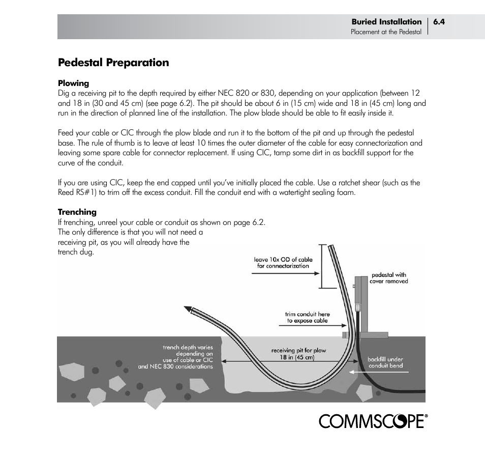 Pedestal preparation | CommScope Drop Cable User Manual | Page 29 / 66