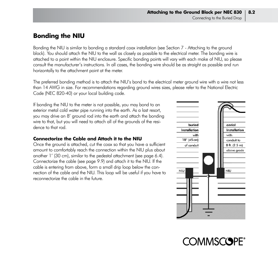 Bonding the niu | CommScope Drop Cable User Manual | Page 35 / 66