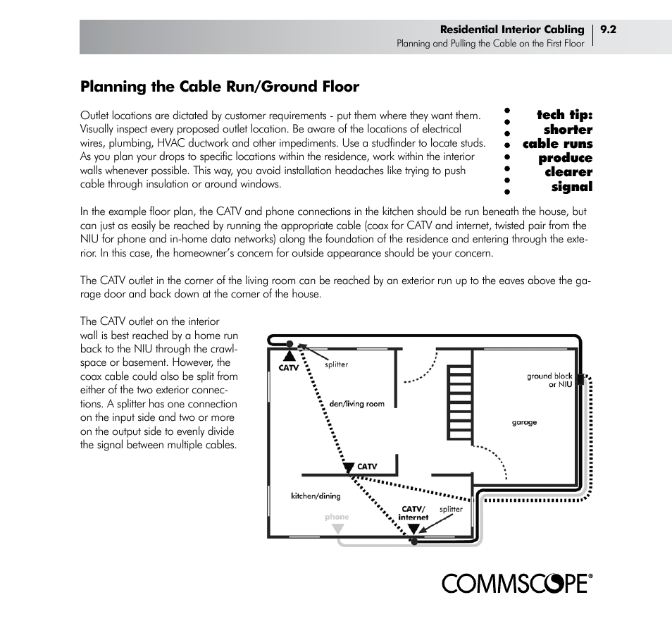 Planning the cable run/ground floor | CommScope Drop Cable User Manual | Page 37 / 66