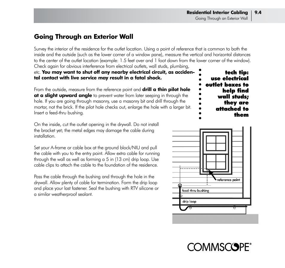 Going through an exterior wall | CommScope Drop Cable User Manual | Page 39 / 66