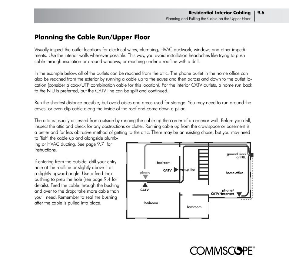 Planning the cable run/upper floor | CommScope Drop Cable User Manual | Page 41 / 66