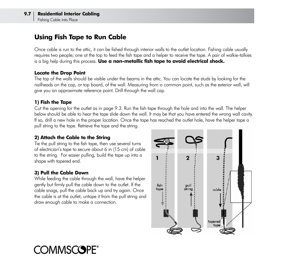 Using fish tape to run cable | CommScope Drop Cable User Manual | Page 42 / 66