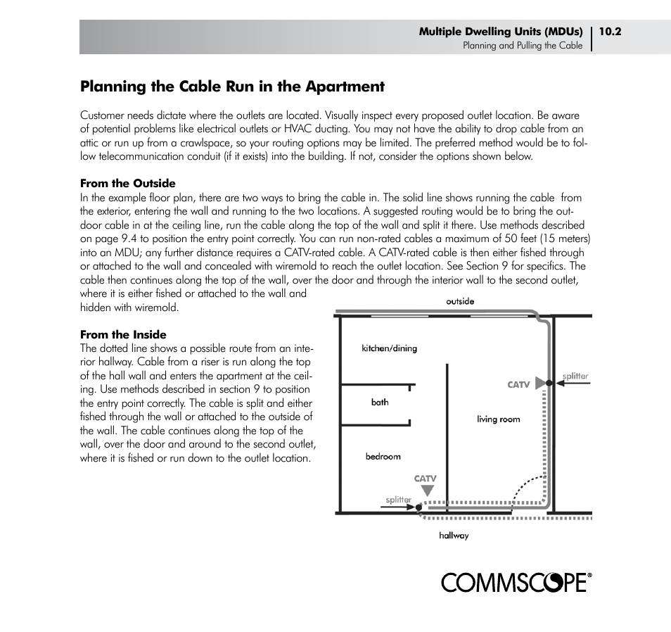 Planning the cable run in the apartment | CommScope Drop Cable User Manual | Page 49 / 66