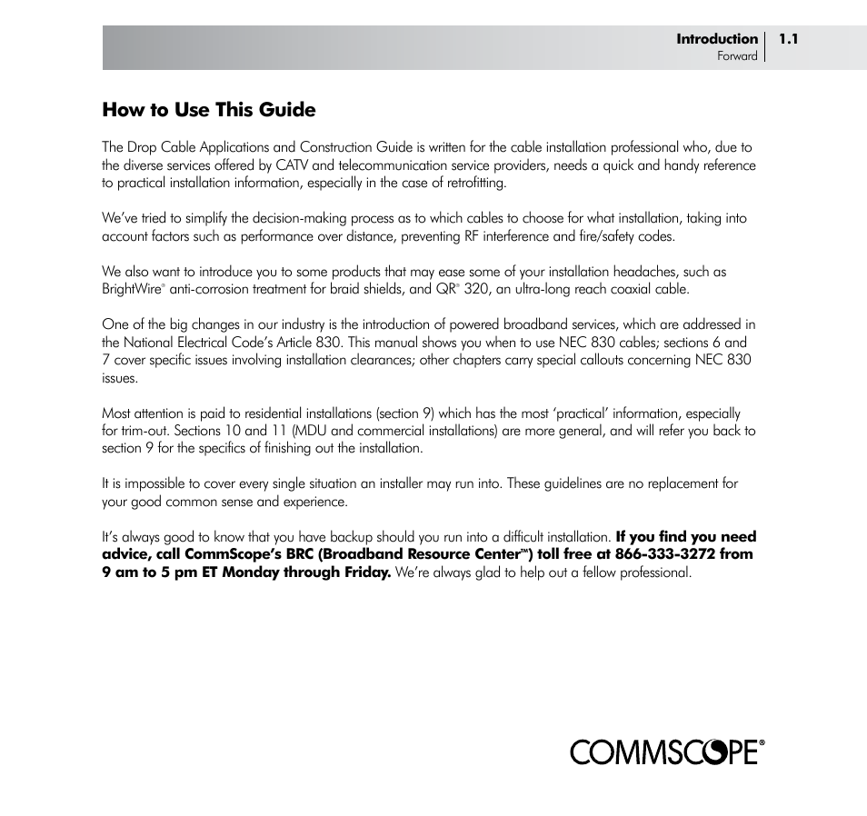 How to use this guide | CommScope Drop Cable User Manual | Page 5 / 66