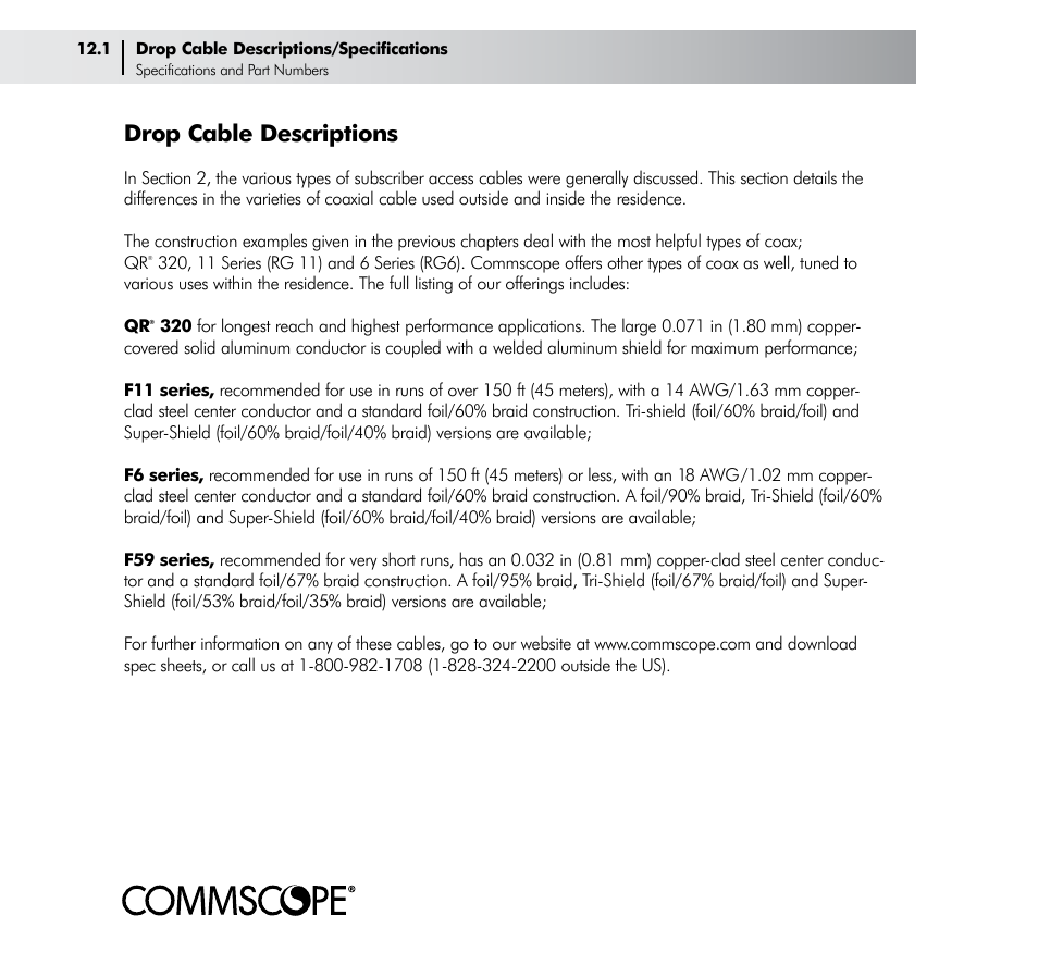 Drop cable descriptions | CommScope Drop Cable User Manual | Page 56 / 66