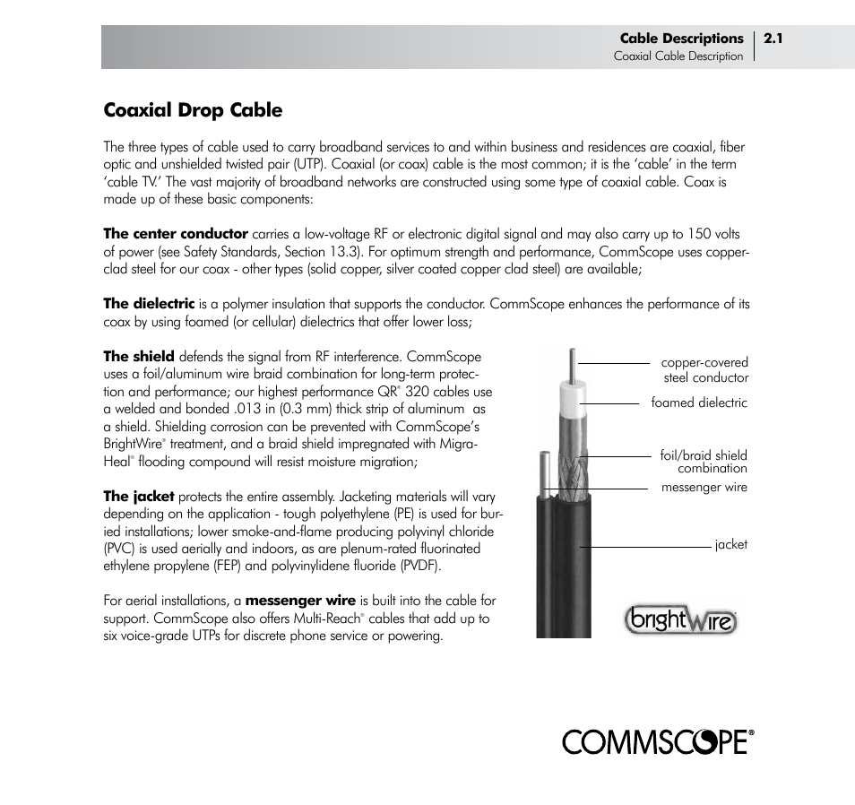 Coaxial drop cable | CommScope Drop Cable User Manual | Page 7 / 66