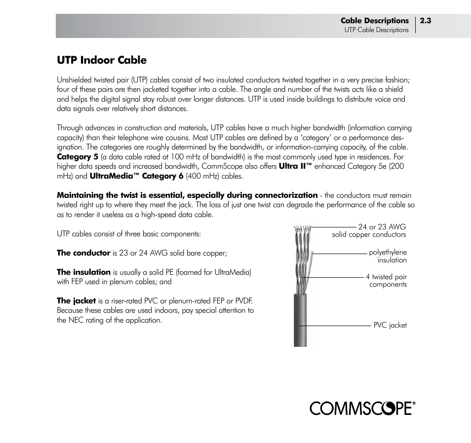 Utp indoor cable | CommScope Drop Cable User Manual | Page 9 / 66