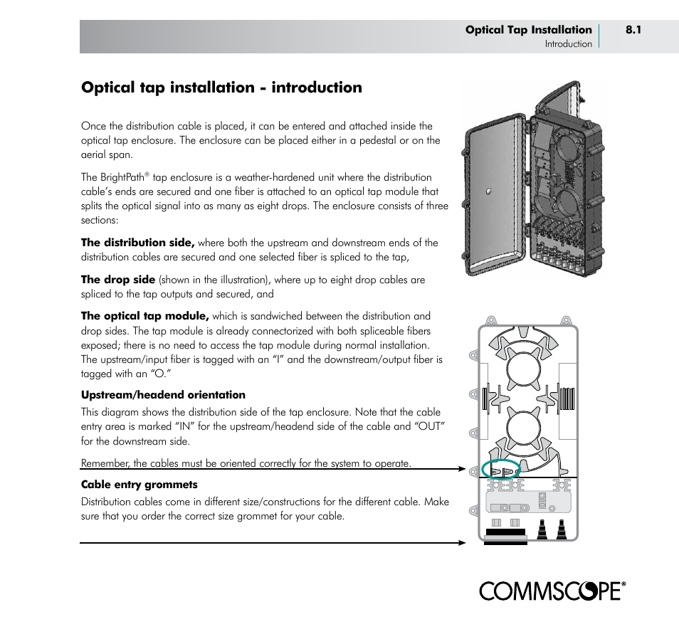 Optical tap installation - introduction | CommScope BOSTM BrightPath Optical Solutions User Manual | Page 29 / 48