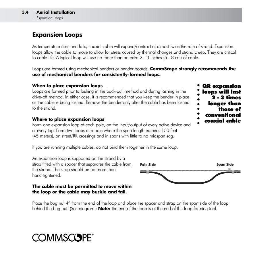 Expansion loops | CommScope Trunk & Distribution Cable User Manual | Page 18 / 74