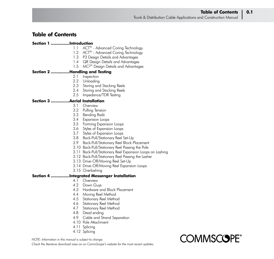 CommScope Trunk & Distribution Cable User Manual | Page 3 / 74