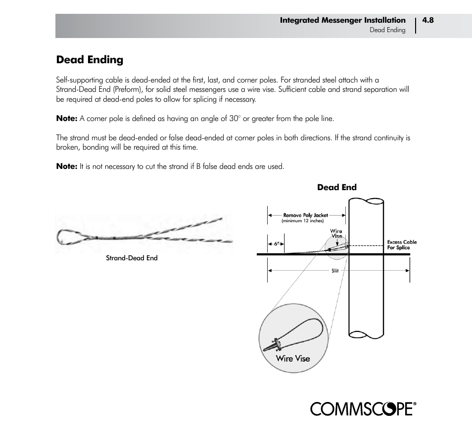 Dead ending | CommScope Trunk & Distribution Cable User Manual | Page 37 / 74