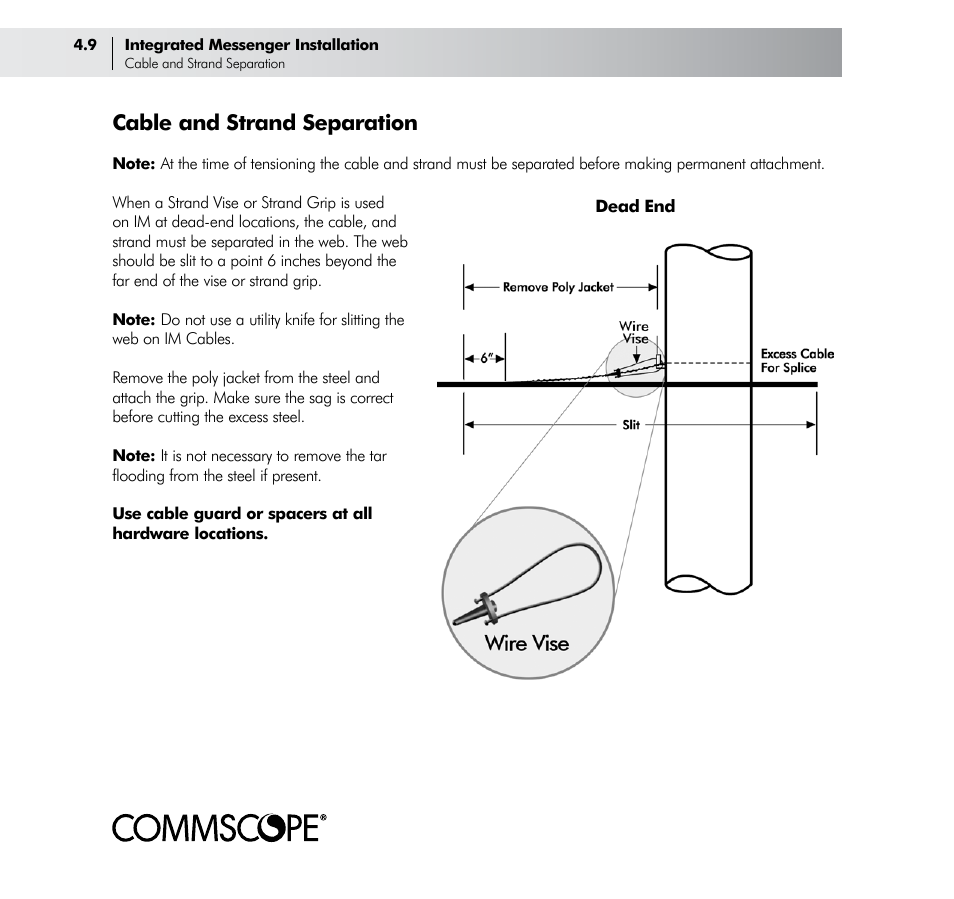 Cable and strand separation | CommScope Trunk & Distribution Cable User Manual | Page 38 / 74