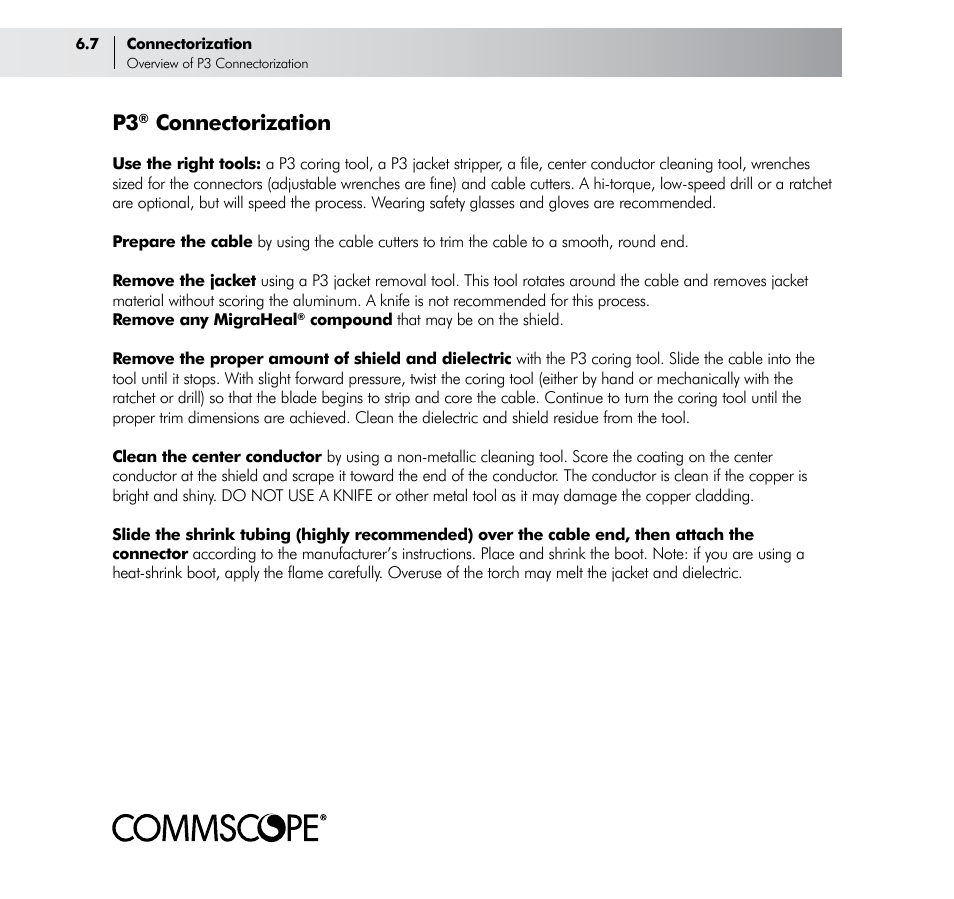 Connectorization | CommScope Trunk & Distribution Cable User Manual | Page 56 / 74