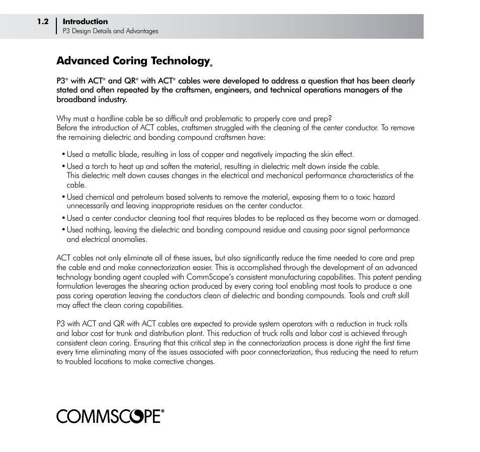 Advanced coring technology | CommScope Trunk & Distribution Cable User Manual | Page 6 / 74