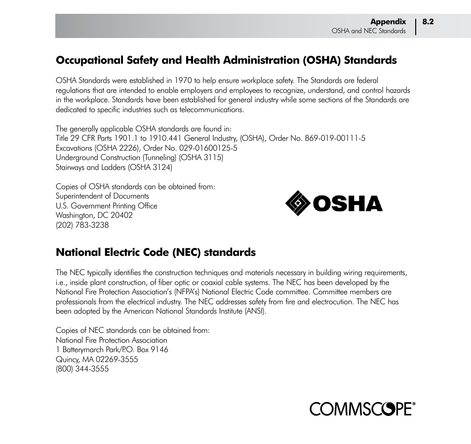 National electric code (nec) standards | CommScope Trunk & Distribution Cable User Manual | Page 61 / 74