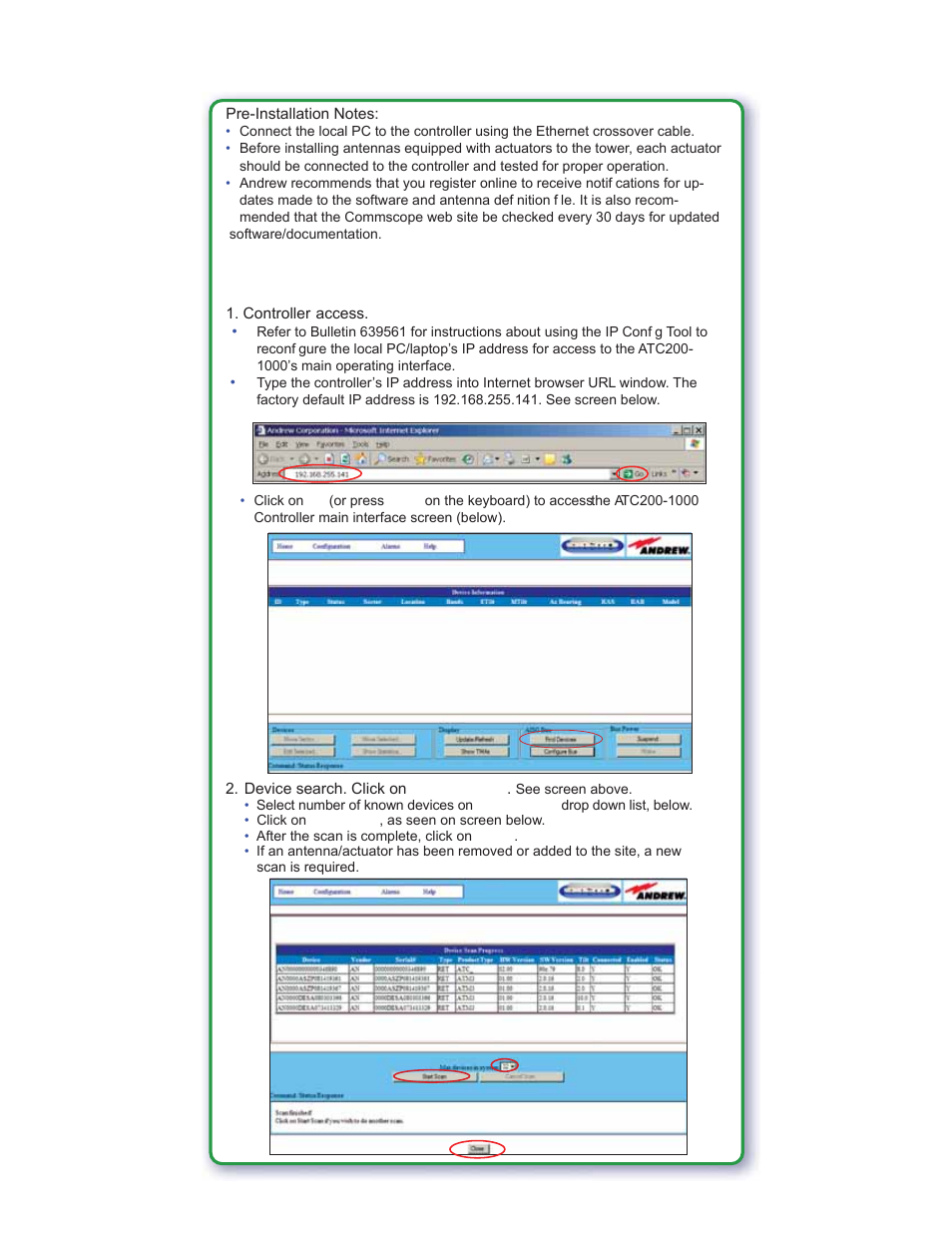 639513_pg 2, Controller program startup and device scan | CommScope ATC200-1000 User Manual | Page 3 / 5