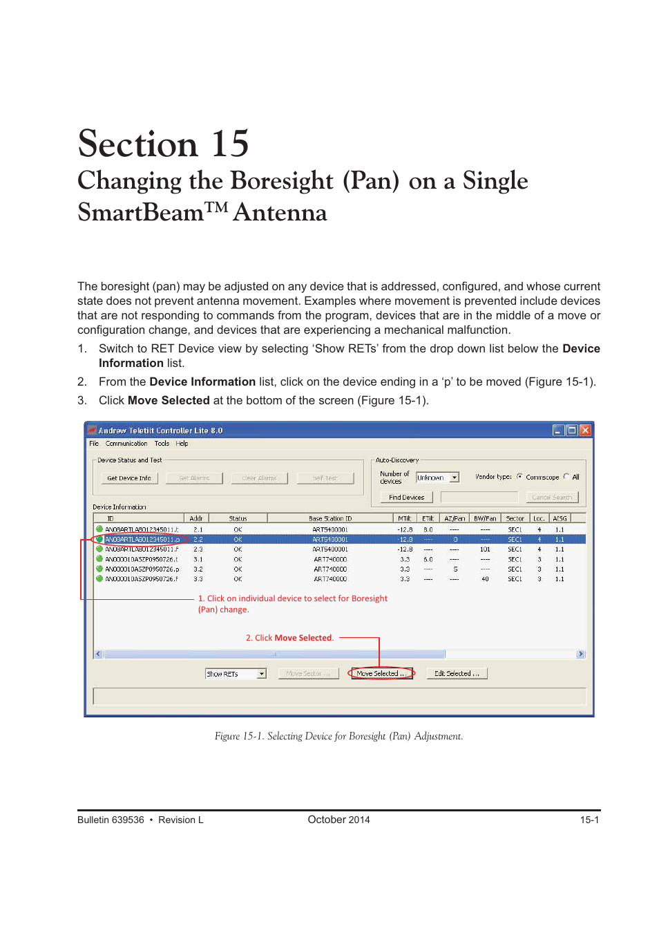 Changing the boresight (pan) on a single smartbeam, Antenna | CommScope ATC200-LITE-USB User Manual | Page 101 / 150